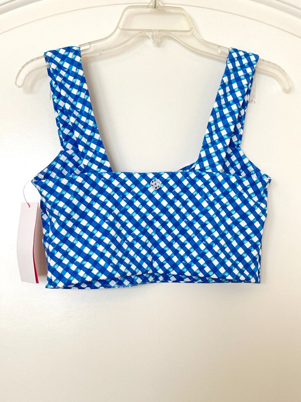 Lilly Pulitzer Luxletic Sports Bra Top Calusa Boca Blue Double Checking Medium - Picture 6 of 13